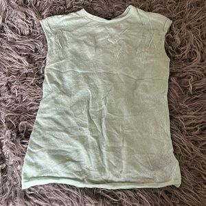 Mint green knit sleeveless cashmere sweater tank 0 stretch micro knit XS KAROO